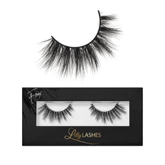 Lilly Lashes 3D Miami Flare strip for dramatic, reusable look.