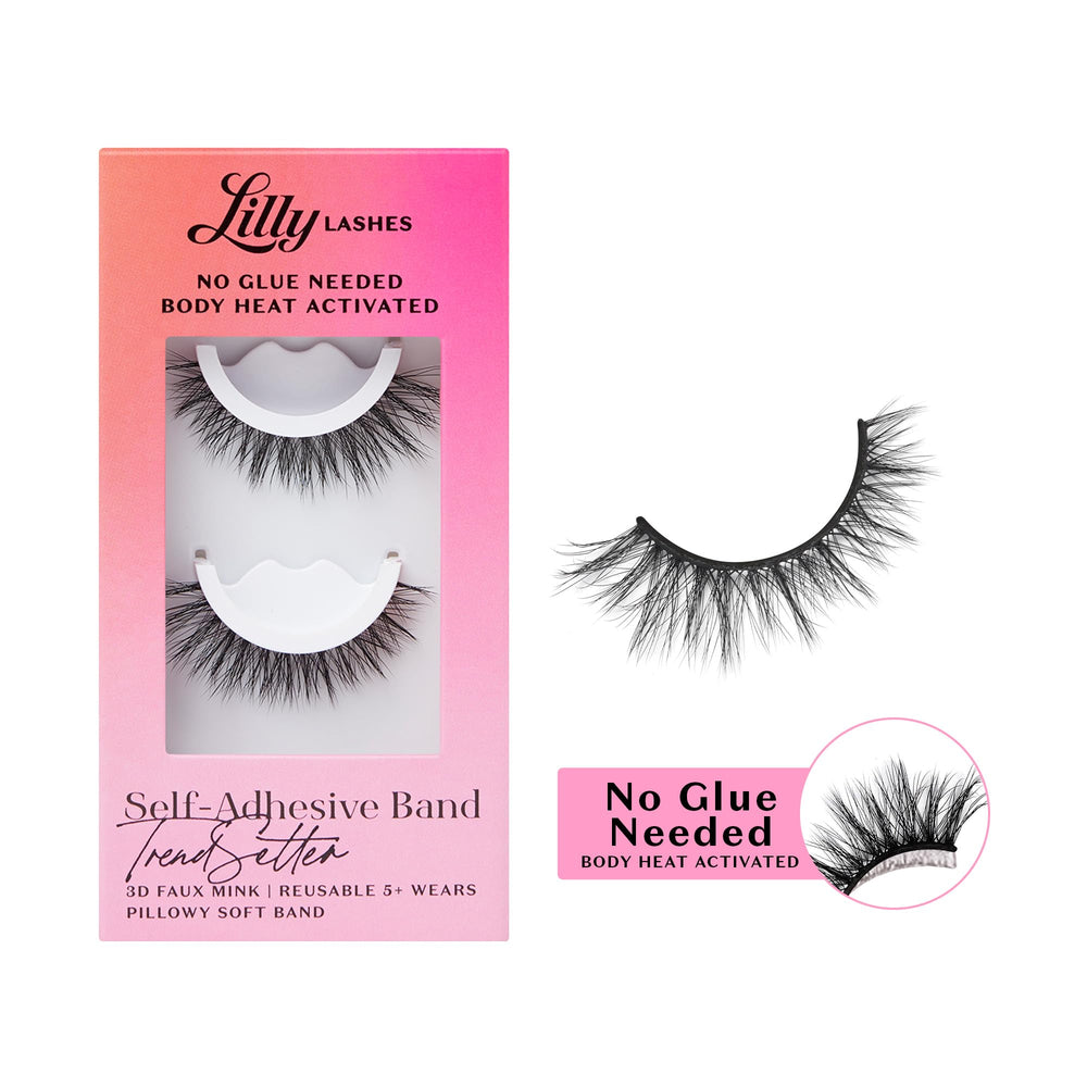 Lilly Lashes 3D self-adhesive lash band closeup shows easy body heat activation
