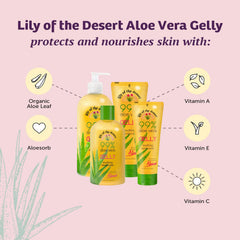 Lily of the Desert Gelly Moisturizer aloe plant illustration emphasizes plant-based formula.
