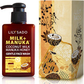 LILY SADO Milk+Manuka bottle pour for gentle cleansing and pore care.