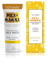 LILY SADO Milk+Manuka cleanser bottle front for gentle cleansing and hydration.