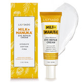 LILY SADO Milk+Manuka Eye Cream bottle for gentle anti-aging eye care.