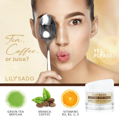 LILY SADO Tea+C Eye Cream tube application delivering hydration around the eyes