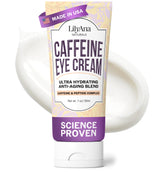 LilyAna Naturals caffeine eye cream tube close-up for hydrated under-eye skin