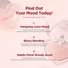Close-up of blurring powder delivering a smooth, poreless-looking cheek finish.