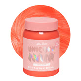 Lime Crime Neon Peach dye bottle close-up showing vibrant vegan color payoff.