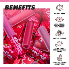 Lime Crime Velvetines Scandal application demonstrates smooth, velvety finish on lips.