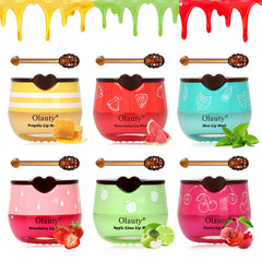 Lingyun lip mask in honey pot jar close-up highlights hydration with fruity extracts.