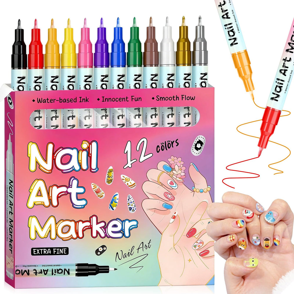Linyuant Magiart waterproof nail art pen set in 12 colors for vibrant, durable designs