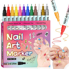 Linyuant Magiart waterproof nail art pen set in 12 colors for vibrant, durable designs