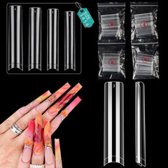 LIONVISION no-Curve flat nail tips long square for natural acrylic extensions.