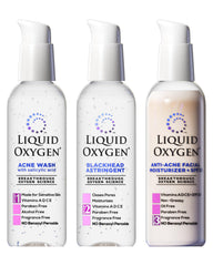 Liquid Oxygen Acne Wash bottle demonstrating oxygen-infused cleansing for clearer skin.