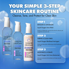 Liquid Oxygen Blackhead Toner being applied to refresh skin and reduce redness.