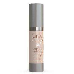Lira Clinical BB Cream Blanc 30 bottle with SPF 30, full-coverage tint.