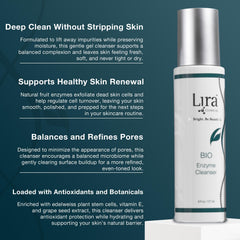 Lira Clinical BIO Enzyme Cleanser daily use for face and eye area.