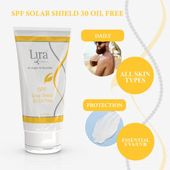Lira Clinical SPF Solar Shield 30 matte finish on skin.