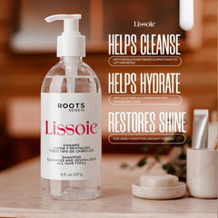 Lissoie Revitalizing Shampoo lather demonstrates rich, hydrating foam for detangling.