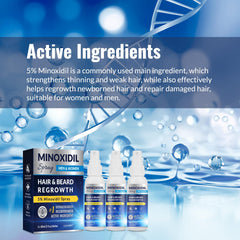 Close-up of Listarfe 5% Minoxidil spray bottle highlighting formula