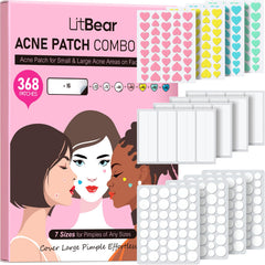 LitBear 3-in-1 patches on the face for targeted acne care