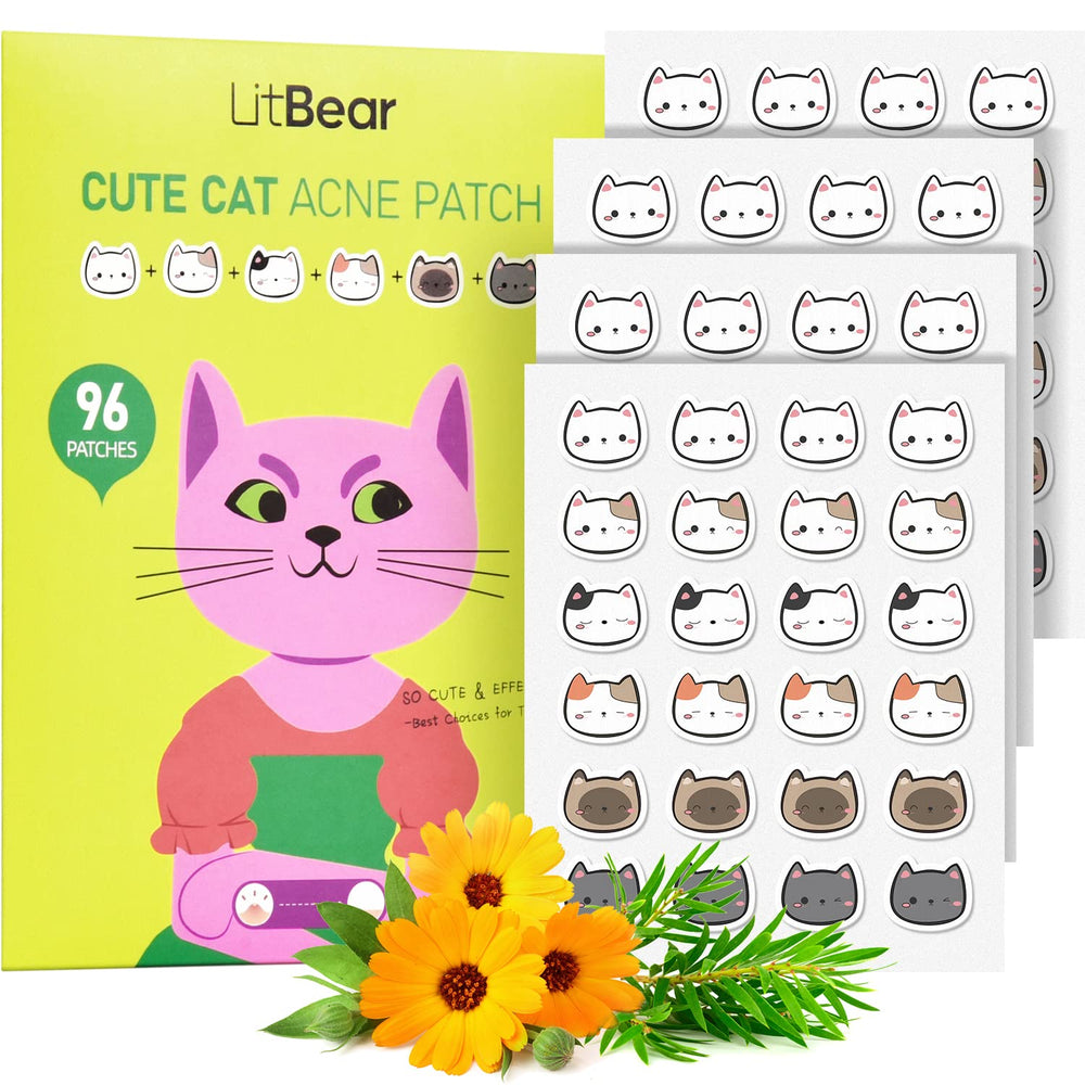 LitBear cat-shaped acne patch on skin for cute, discreet coverage