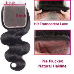 Little Fairy virgin Remy closure close-up, pre-plucked hairline for a natural look.