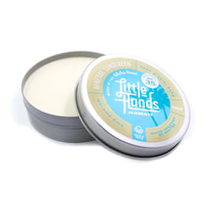Little Hands Hawaii reef-safe sunscreen tin provides gentle SPF protection for all ages.