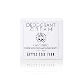 Little Seed Farm Unscented Deodorant Cream jar for all-day freshness.