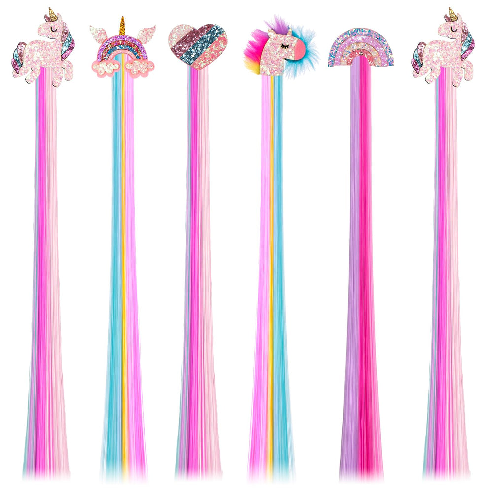 Little World six-pcs hair clips for girls with bows and glitter for daily styling