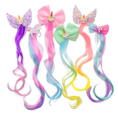 Little World unicorn bow clip in 13-inch gradient style for playful ponytails and easy party-ready looks.