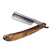 Liuqo straight razor with wooden handle offers an ergonomic grip for precise shaving.