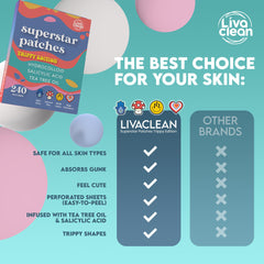 LivaClean patch applied to blemish on skin, highlighting thin hydrocolloid layer.