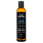 Live Bearded Beard Wash bottle with Legend scent for a refreshing cleanse.