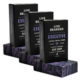 Live Bearded Executive scent bar soap front view for bold cleansing