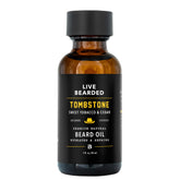 Live Bearded Tombstone Beard Oil bottle front view for hydrating beard.
