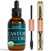 Live Fraiche castor oil bottle close-up for lashes and brows nourishment
