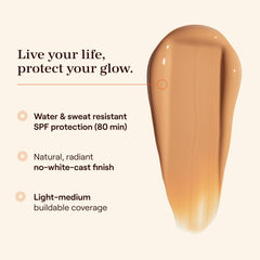 Live Tinted Hueguard Skin Tint 08 pump highlights easy mess-free application on the go