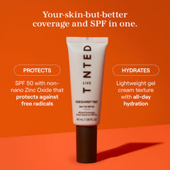 Live Tinted Hueguard texture swirl demonstrates buildable coverage for a natural glow