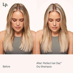 Living Proof Dry Shampoo bottle demonstrates oil absorption for clean, refreshed hair.