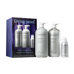 Living Proof Lasting Volume Holiday Kit shampoo bottle boosts volume for fuller hair.