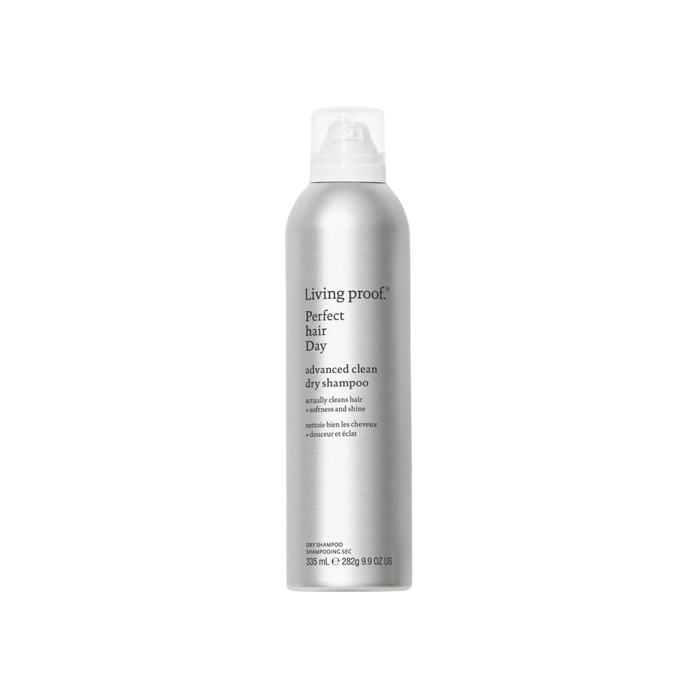 Living Proof phd dry shampoo bottle demonstrates oil-absorbing cleanse for refreshed roots.