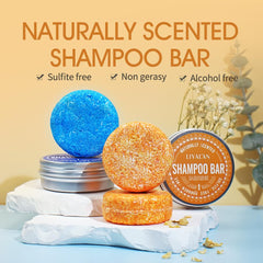 LIYALAN shampoo bar ingredients detail highlighting natural extracts.