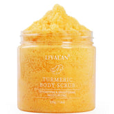 LIYALAN turmeric body scrub packaging showing premium natural ingredients