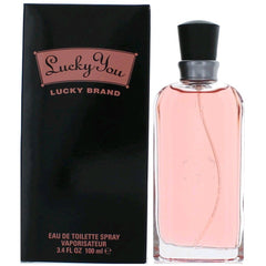 Liz Claiborne Lucky You EDT bottle, pink glass, versatile fragrance for everyday wear.
