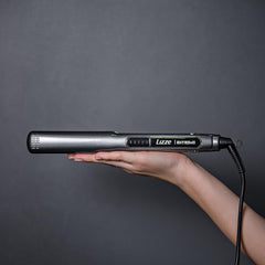 Close-up of nano titanium plates on Lizze Straightener showing fast, even heat