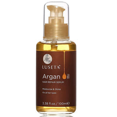 L LUSETA Argan Oil Serum bottle for nourishing shine and frizz control.
