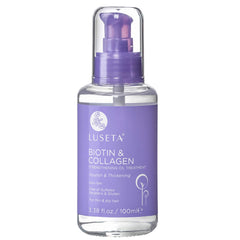 L LUSETA Biotin Hair Growth Serum bottle promotes a healthy hair appearance.