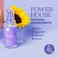 Biotin and collagen nourish roots and support a fuller-looking hair.