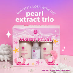 Lluseta Glossy Pearl Hair Serum dropper adds lightweight slip and manageability.