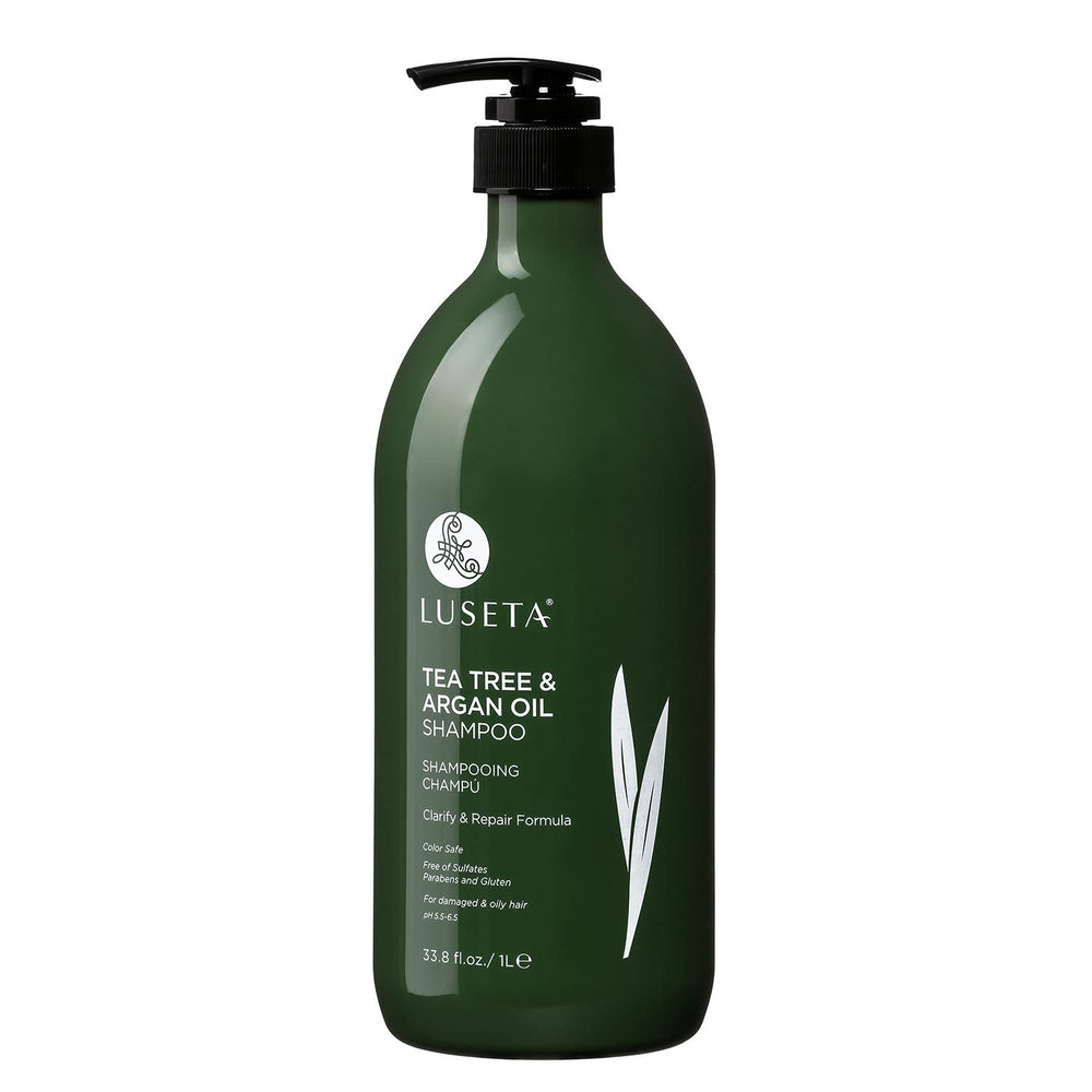 Luseta Tea Tree Oil Shampoo bottle for color-safe cleansing.