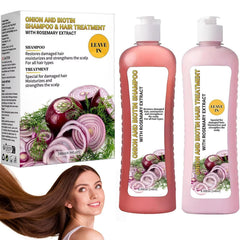 LMDGDS Onion Biotin and Rosemary Shampoo bottle promoting soft, shiny hair